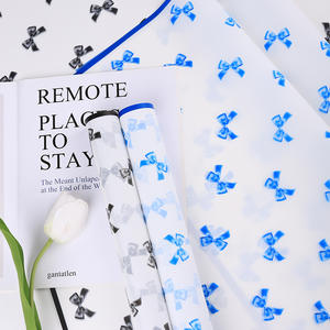 Papel de regalo de flores coreanas semitransparente esmerilado, revestimiento de PE impermeable con lazo para ramos de flores y arreglos de rosas - Product Image 3