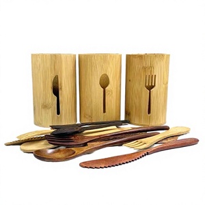 Support de Rangement pour Couverts en Bois de Mangue Style Rustique à un Niveau avec Rangement pour Couteaux, Cuillères et Fourchettes pour Organisation de Cuisine - Product Image 4