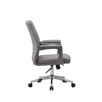 Chaise de bureau moderne en cuir PU à dossier moyen, ergonomique et pivotante, avec base chromée, pour salle de réunion et personnel exécutif