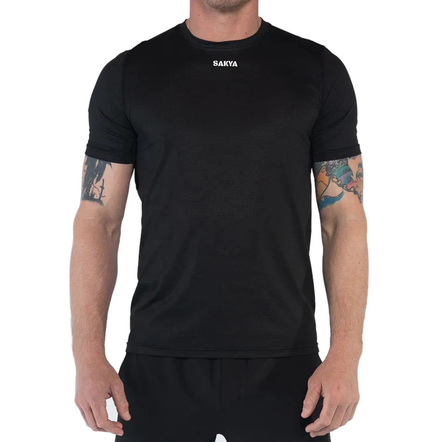 최신 새로운 유형의 피트니스 의류 남성 슬림 스포츠 티셔츠 통기성 남성 티셔츠