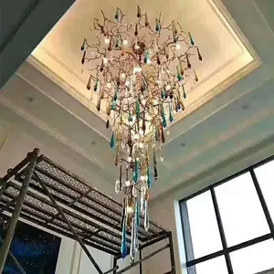 Hôtel Hall hall de escalier En Acier Inoxydable Lustre suspendu Moderne LED murano lustre en verre pendentif lumière