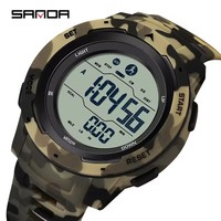 Jam Tangan Digital Olahraga Pria Sanda 2186 Tahan Air dengan Tali TPU, Jam Tangan Kasual Menampilkan Kronograf, Tanggal, dan Hari