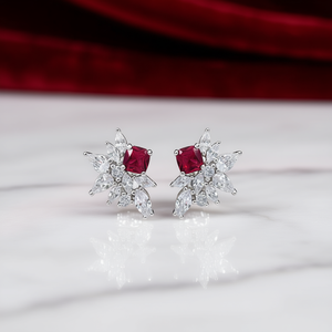 E1970 Orecchini a forma di fiore in oro bianco con zirconi taglio marquise per gioielli romantici da festa da donna - Product Image 2