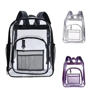 Sac à dos transparent en PVC personnalisé sac d'école pour les étudiants enfants stade approuvé voir à travers sac à dos sacs transparents sac à dos