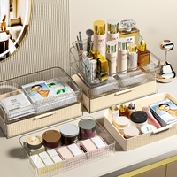Grande Boîte de Rangement Moderne pour Maquillage Haute Transparence Anti-Poussière Boîte à Cosmétiques Tiroirs Organisateurs de Bureau en Plastique Léger Matériau PET