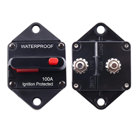 Disjoncteur plastique 2 pôles DC 12V 20A-200A étanche à réinitialisation manuelle pour bateau, camion, camping-car, audio automobile