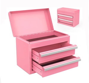 Greatstar tùy chỉnh mini Kim Loại hộp công cụ với 2 ngăn kéo & PVC lót phụ nữ mỹ phẩm hộp 10.83x 5.91x8.19in sơn bề mặt - Product Image 1
