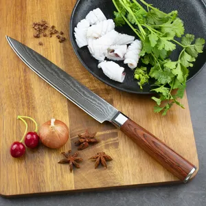8英寸不锈钢厨师刀刀厨房67层s/s430 pakka木柄大马士革厨房手柄切片刀