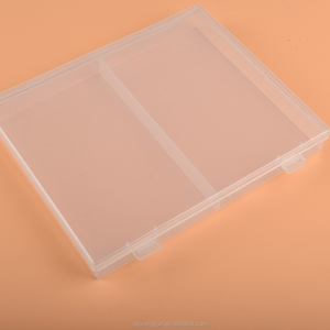 Wholesale rectangle plastic box stationary container Rectangular PP transparent fixed 2-grid plastic box