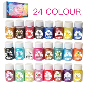Ensemble de 24 poudres de mica non toxiques, 10g/flacon, pigment naturel pour la fabrication de résine époxy, de savon, de bougies, de revêtements pour les lèvres - Product Image 1
