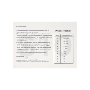 Numéro gagnant carte de loterie billets à gratter conception gratuite personnalisée thème dragon impression numérique chine loterie à gratter - Product Image 3