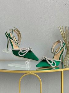 Zapatos de Tacón Alto con Doble Lazo de Lujo en Negro, Blanco, Rosa, Verde y Azul, Zapatos de Satén con Punta en Pico para Mujer - Product Image 6