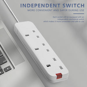 Prise de courant blanche Standard britannique à 3 sorties de 3 mètres, multiprise de protection contre les surtensions, prise d'extension électrique pour bureau - Product Image 3