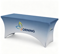 Sarung Meja Stretch Custom dengan Cetak Logo untuk Pameran Dagang
