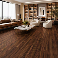 Planches de parquet modernes Click Lock étanches, finition mate, couleur Cacao foncé, épaisseur 3,5mm-8mm, revêtement de sol SPC pour restaurants, boulangeries et bars.