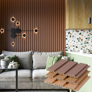 Aveeno Haute Qualité Co-extrusion 250mm Largeur Bois Plastique Composite Latte Cannelé WPC Grille Décorative Panneaux Muraux - Product Image 3