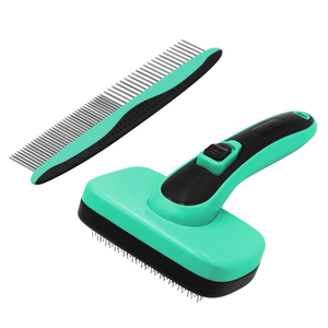 plastic stainless steel pet grooming cleaning massage hair remover comb brush set kit