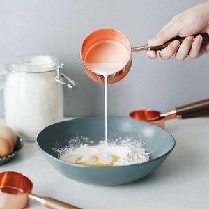 4-Piece Stainless Steel Gold Rose <strong>Liquid</strong> <strong>Measuring</strong> Cups and Spoon Set with Wooden Handle Eco-Friendly Home Kitchen <strong>Tool</strong> - Product Image 3