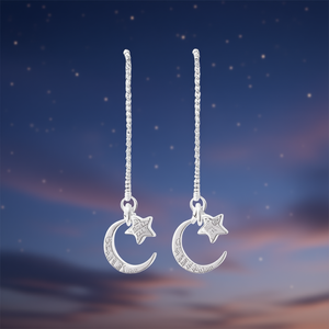 Stella Luna – boucles d'oreilles étoile et lune en argent 925 pour femmes, bijoux romantiques à porter au quotidien, ton or blanc - Product Image 2