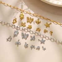 Grosir Liontin Perhiasan Stainless Steel PVD 18K Bentuk Bintang Mawar Hati Hewan untuk Pembuatan Kalung Gelang DIY