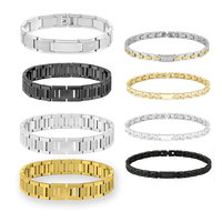 Bracelet de Thérapie Magnétique Rectangle en Acier Inoxydable 316, Style Punk Croco, Tendance, Personnalisable avec Logo Gravé, Meilleure Vente