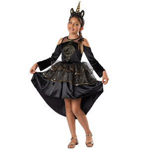 Costume da Unicorno per Bambini XJ per Halloween, Gonna Nera Vaporosa con Coda, Stile Gotico con Stampa, Costume da Gioco per Ragazze - Product Image 2