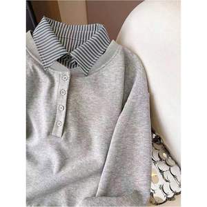 Sweat-shirt surdimensionné personnalisé pour femme, pull rayé à manches longues, col tricoté, vêtements respirants de style preppy - Product Image 3