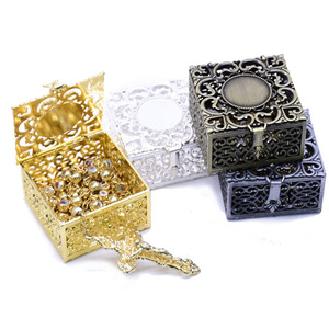 <b>Metal</b> Perforated Jewelry <b>Box</b> 6cm Zinc Alloy For Prayer Beads Necklaces Storage Gold Silver Ancient Bronze Tin - Product Image 4
