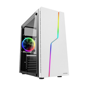 เคสคอมพิวเตอร์ G Storm Thunder T5 สีขาว ATX Mid Tower สำหรับเล่นเกม พร้อมหน้าต่างด้านข้าง ไฟ RGB วัสดุอะคริลิก - Product Image 1