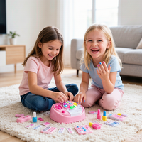 Ensemble de manucure pour enfants, table de maquillage avec miroir, autocollants, jeu de salon de beauté, cadeau pour filles