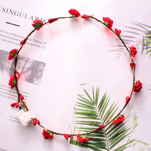 Party Crown Flower Headband LED <strong>Light</strong> <strong>up</strong> Hair Wreath Hairband <strong>Garlands</strong> Women Halloween Christmas Glowing Wreath Headband - Product Image 3