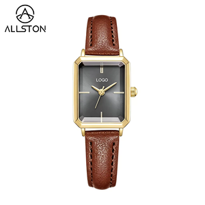 Livraison rapide, montre à <span class=keywords><strong>quartz</strong></span> en cuir de luxe, style minimaliste, petite montre carrée dorée rétro, bracelet en cuir, logo personnalisé, mode féminine - Product Image 6