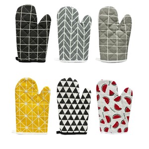 Gants de four en coton et lin épais résistants à la chaleur pour la cuisson, motifs variés, origine Yiwu - Product Image 2