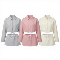 Ensemble décontracté et sportif, veste zippée respirante à col montant, coupe ample, taille haute, avec ceinture et bretelles, longueur au-dessus du genou, vente en gros usine