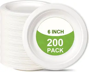 Warna putih ukuran berbeda ramah lingkungan piring kertas nampan ringan Bagasse piring kertas untuk acara makan malam