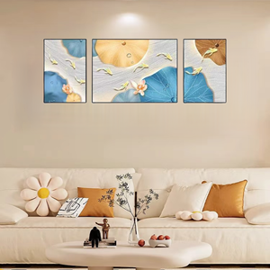 Art mural en grès exquis-Peinture de neuf poissons Golden <span class=keywords><strong>Stream</strong></span> | Décor Feng Shui - Product Image 3