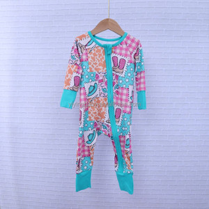 Romper Bayi Custom Pabrik, Jumpsuit Bambu Bermotif, Piyama Lengan Panjang dengan Resleting, ODM Pakaian Bayi & Balita Lucu Unisex - Product Image 4