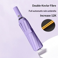 Parapluie pliant automatique à trois volets, 12 baleines, double parapluie en os de dragon, colle noire, pour affaires, avec protection solaire, personnalisable avec logo publicitaire
