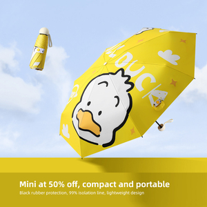 Parapluie compact pliable 5 sections anti-UV 8K de 21 pouces, portable, manuel, pour adultes, avec logo, idéal pour l'été et la mode - Product Image 5