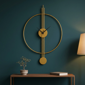 Minimalist Gold Plated Round Wall <b>Clock</b> Quartz Analog Silent Hanging Design for Living Room - Product Image 6