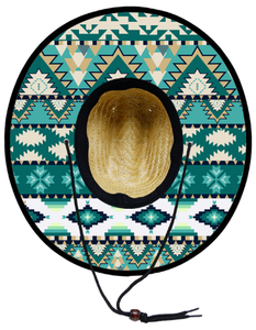 Chapeau de sauveteur en paille unisexe à motif aztèque imprimé par sublimation, prêt à être expédié, protection solaire UV pour la plage - Product Image 5