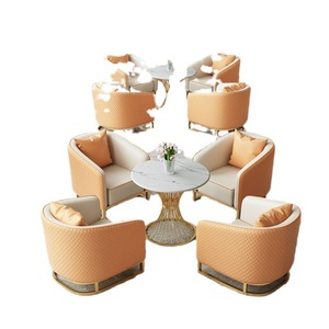 Conjunto de sillas de hotel con mesa de mármol para vestíbulo y área de recepción, uso en interiores - Product Image 4