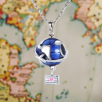 MULA En gros Pendentif globe classique en forme de valise, en argent, avec zircon et perles charmantes, pour enfants, mariages et fêtes
