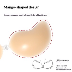 Soutien-gorge adhésif invisible sexy sans bretelles en silicone, forme mangue, pour petites poitrines, avec cache-tétons, idéal pour robes de mariée - Product Image 2