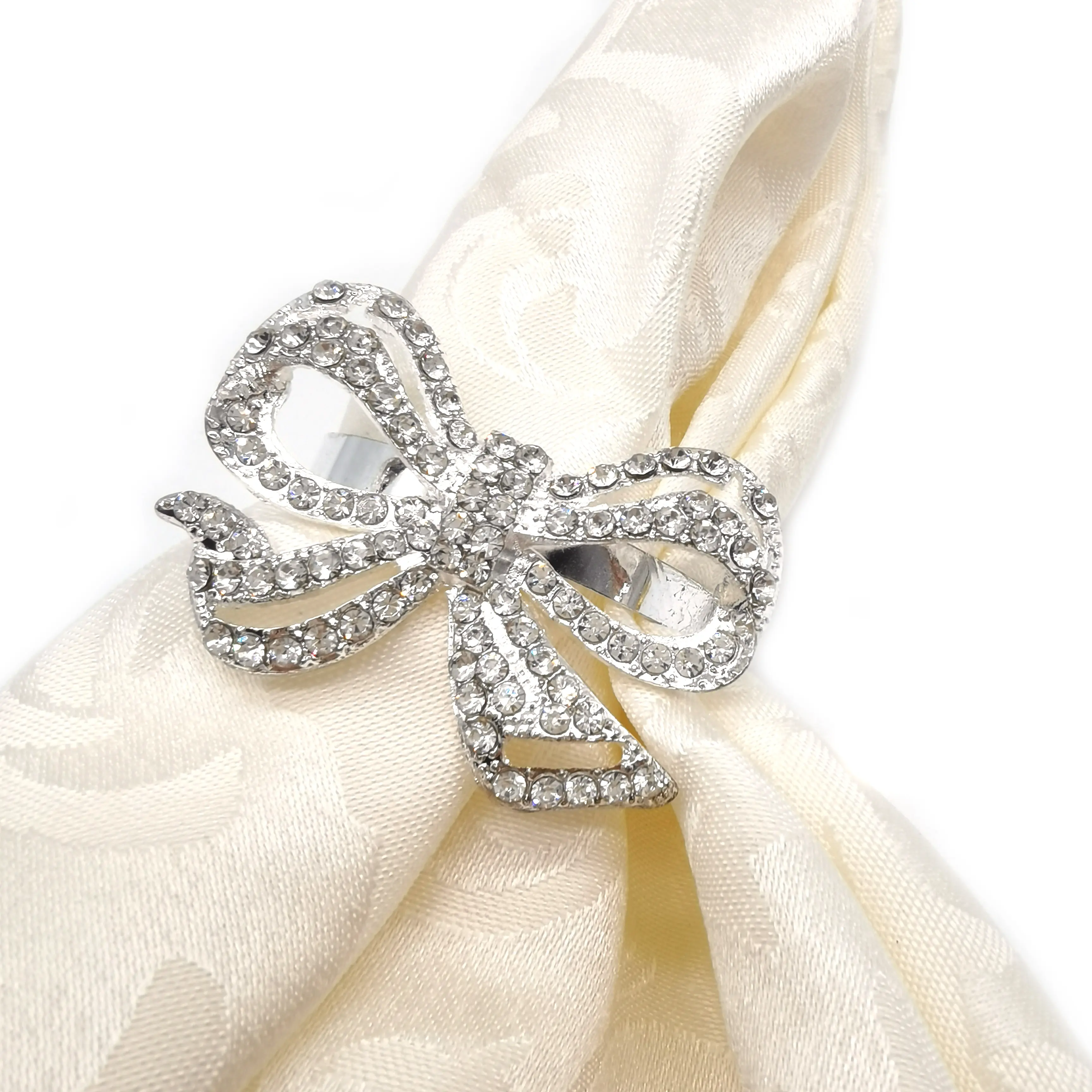 Elegant Crystal Rhinestone Napkin Ring Butterfly Bow Wedding Banquet Table Decor Metal Napkin Holder