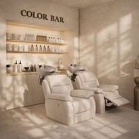 Fauteuil de lavage de luxe inclinable pour salon de coiffure, lit de beauté rembourré avec repose-pieds pour salon de coiffure