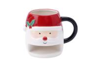 Tasse à café et thé artisanale de haute qualité 2026, Mug de Noël en céramique fait main avec motif Père Noël et plateau, idéal pour biscuits