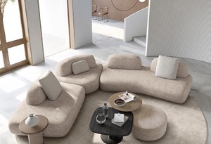 Ensemble de canapés modulaires minimalistes italiens, canapé d'angle incurvé pour appartement/salon, grande villa, meubles <span class=keywords><strong>design</strong></span> modernes - Product Image 2