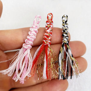 Mini pampilles en coton fouetté et fil de soie doré, tressées à <span class=keywords><strong>la</strong></span> main, style Vajra, nœud serpent, pour pendentif, vêtements, bracelet, cordon, style ethnique - Product Image 2