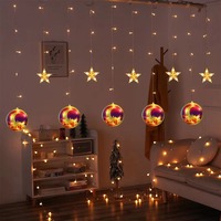 Croissant lanterne mosquée LED lumières ornements étoiles lumières guirlande pour Ramadan Kareem Eid Mubarak fête bureau à domicile Masjid décor